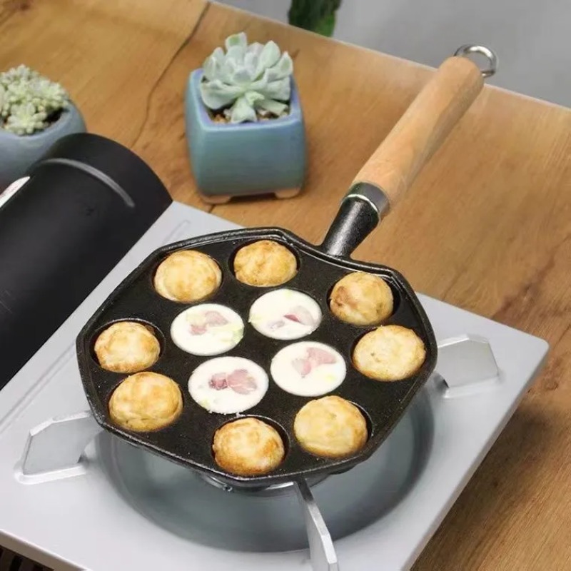 Cast Iron Tetsubin - Sartén Takoyaki para hornear, cepillo de